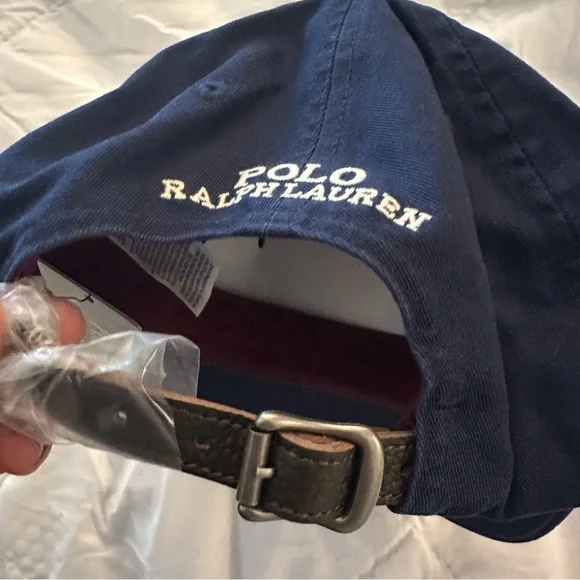 Polo Ralph Lauren Bear Chino Baseball Cap w/ Leather Strap | Navy Blue | New - Picture 5 of 7
